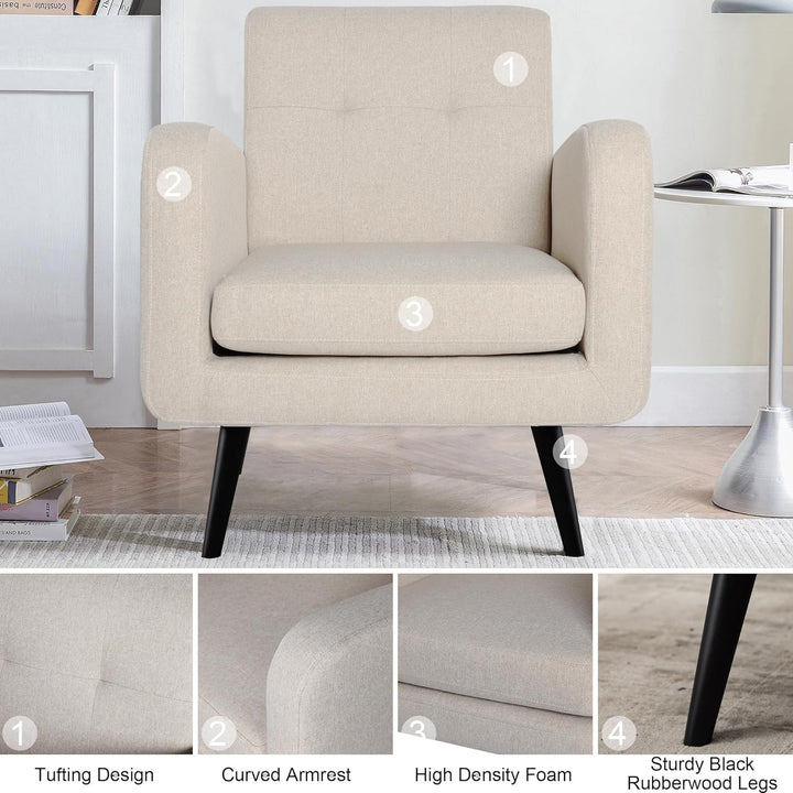 Accent Chairs for Living Room, Beige, Set of 1