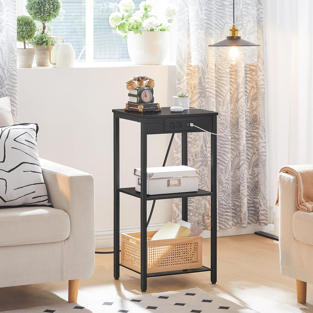 Tall End Table 3-Tier Telephone Table Charging Station