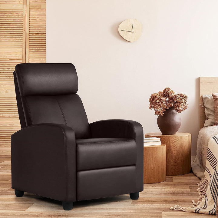 Recliner Chair Faux Leather Recliner Sofa, Brown