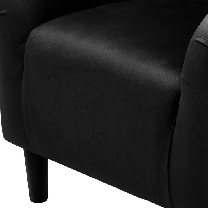 Velvet Accent Chair, Modern Club Chair Upholstered Armchair with Solid Legs Comfy Sofa Chair, Black