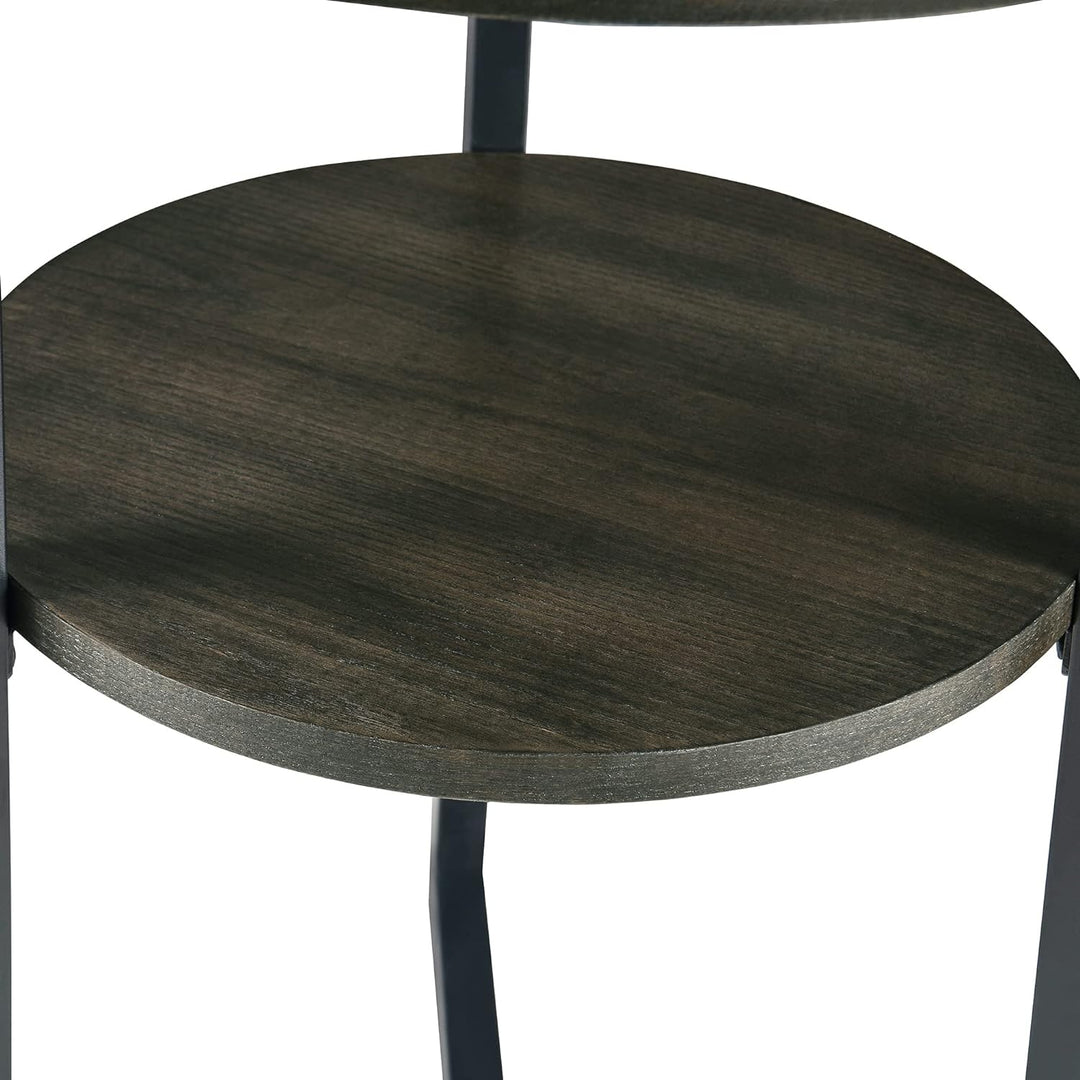 Small Round End Table 2-Tier Shelf 24''H 19.3''D