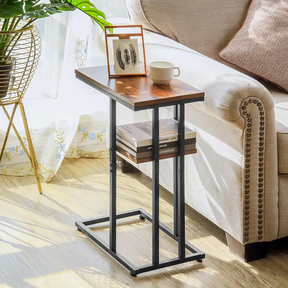 C Shaped End Table for Couch, Bed, Living Room