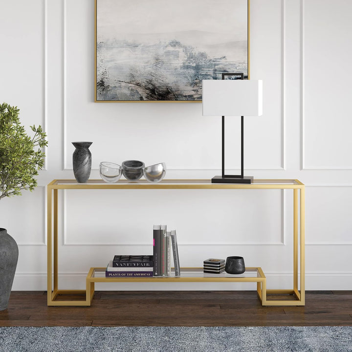 Rectangular Console Table, 64" Wide, Gold Finish