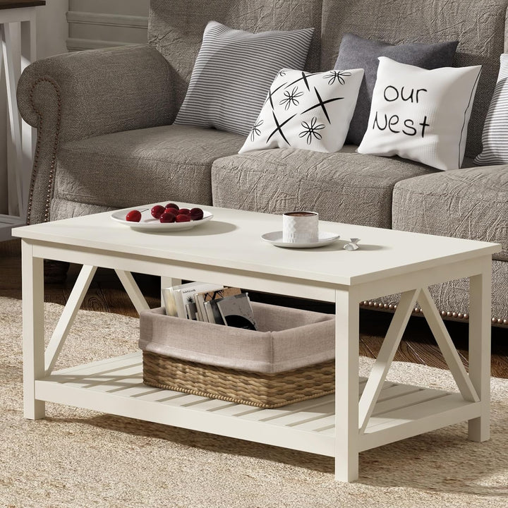 ChooChoo Coffee Table, Living Room Table, Antique White