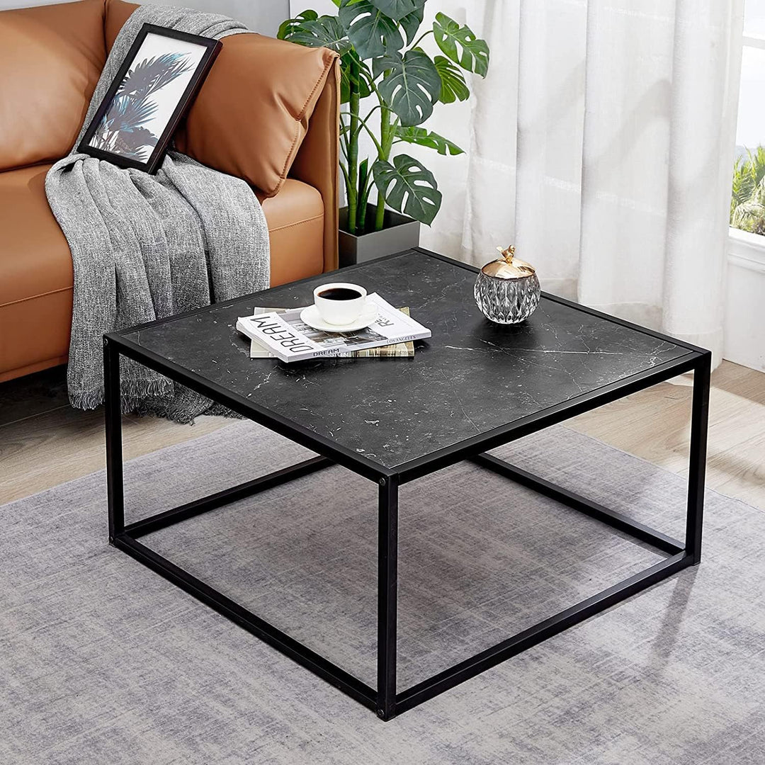 Sleek Minimalist Black Coffee Table for Living Room, Home Office