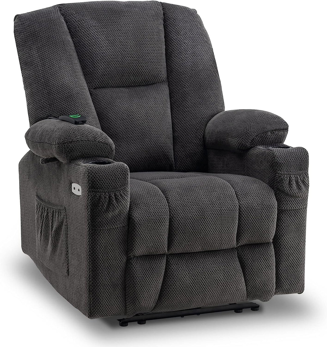 Fabric Electric Recliner Chair Heat Massage (Grey)