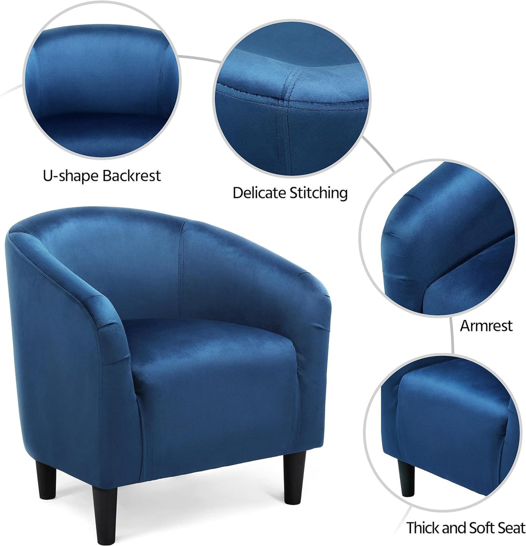 Velvet Barrel Chairs, Accent Chairs Modern Side Chairs Club Chair with Soft Padded Seat and Sturdy Legs, Pagoda Blue, Set of 2