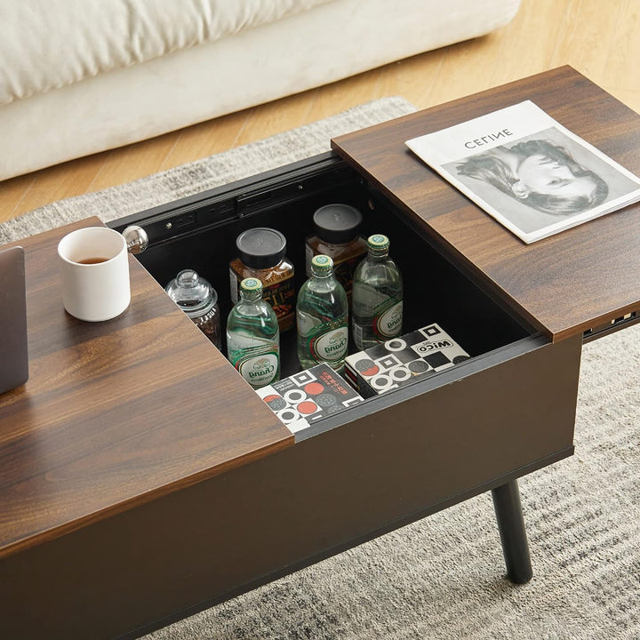 Stylish Coffee Table with Hidden Storage, Walnut