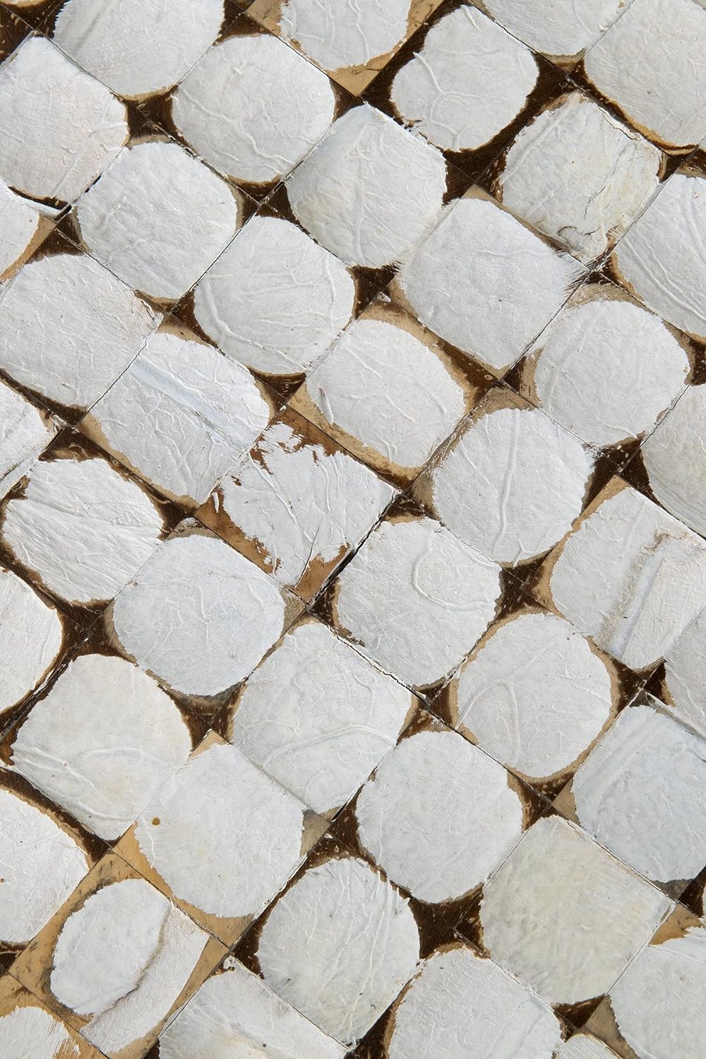 Round Side Table - Real Coconut Shell Mosaic Inlaid (White)