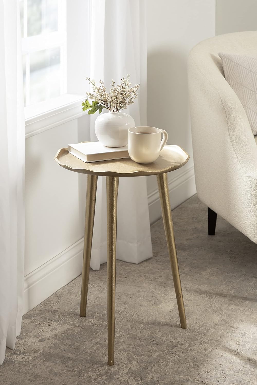 Alessia Modern Round Metal Side Table, Gold