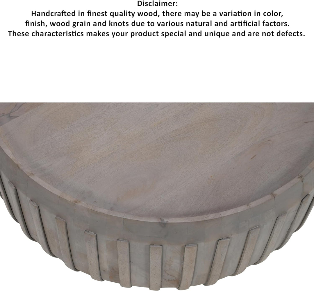 Round Coffee Table, 36", Round Mango Wood Top, Grey