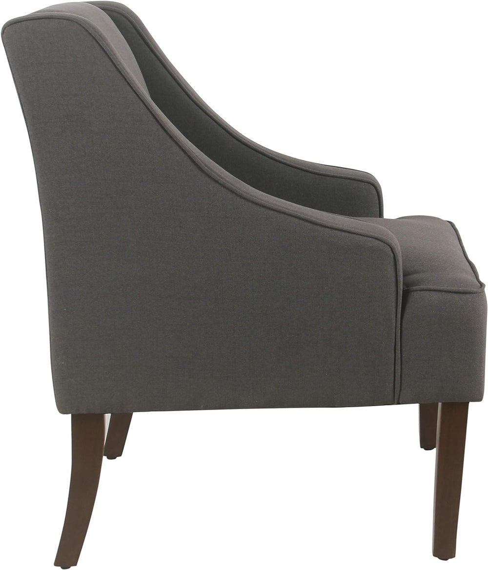 Velvet Swoop Arm Living-Room-Chairs, Dark Charcoal