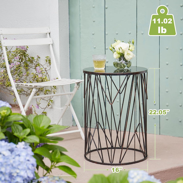 Multifunctional Indoor/Outdoor Side & Coffee Tables, Flower Bronze