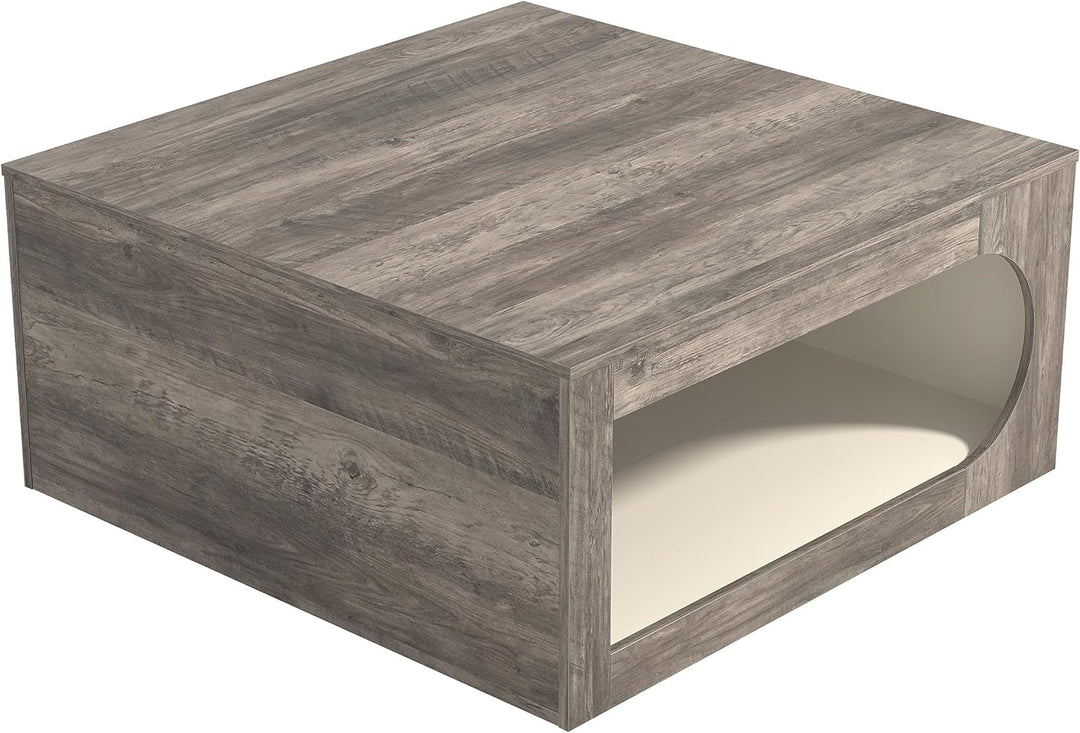 Galano Janus Modern Rectangular Coffee Table, 2-Tier, Knotty Grey Oak