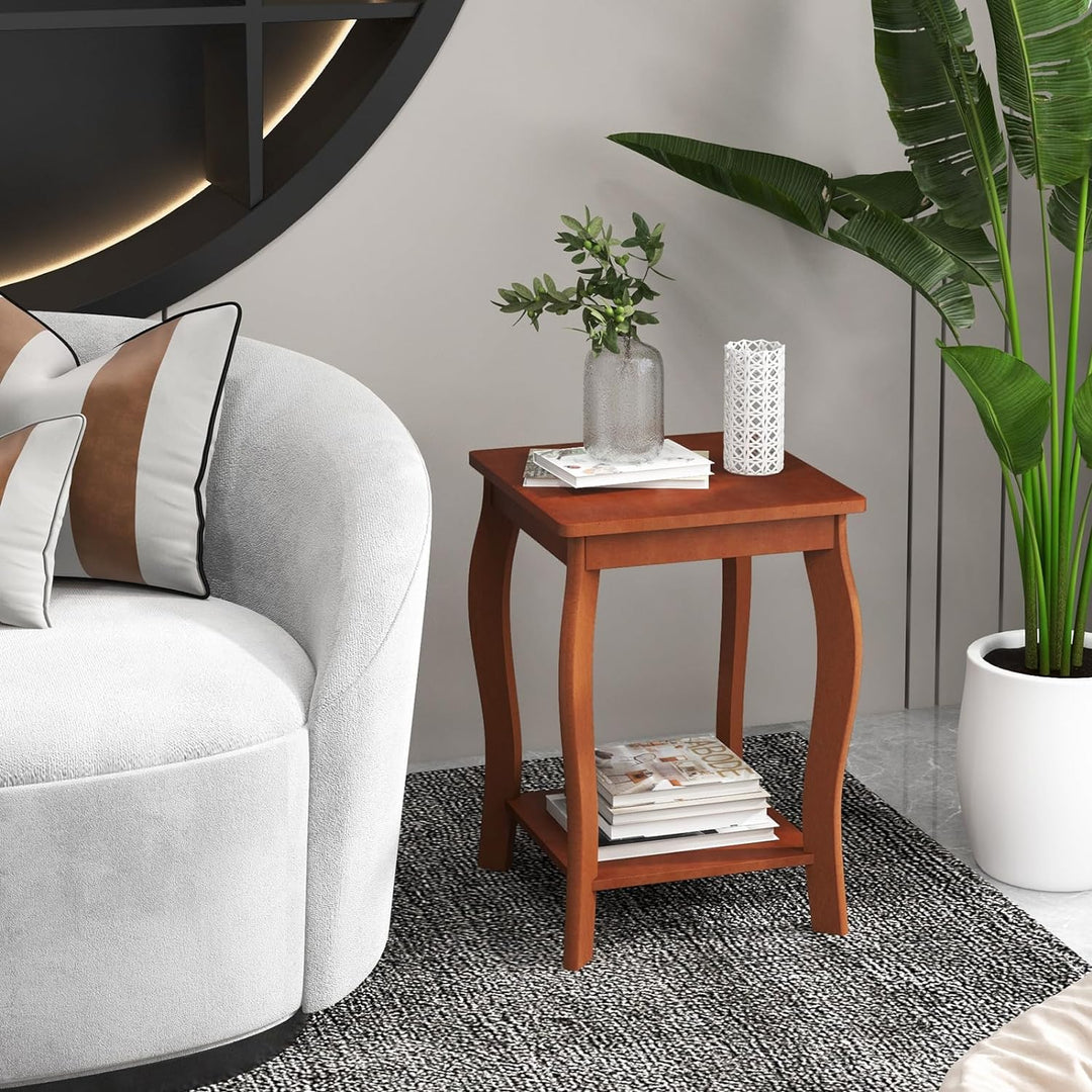 2-Tier Square End Table Set, Modern Sofa Side Table