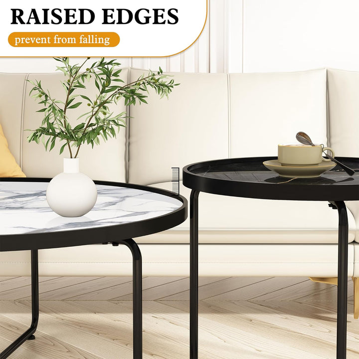 Stylish Glass Coffee Table Set, Black End Table, Modern Accent