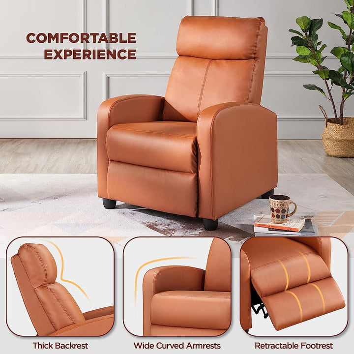 PU Leather Recliner Sofa Home Theater Seating Tan