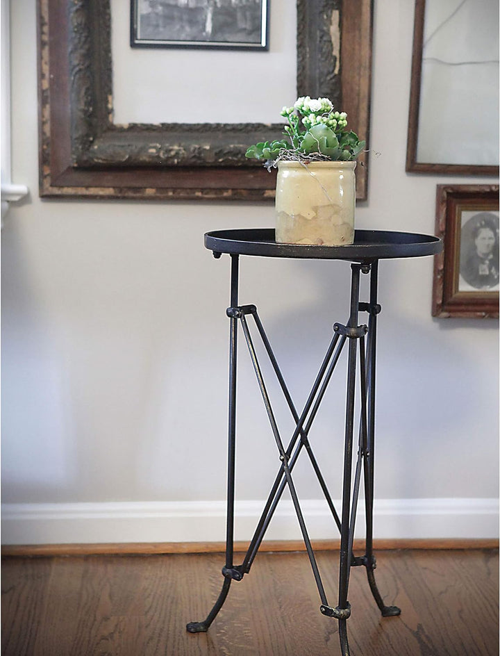 Round Bronze Metal Accent Table