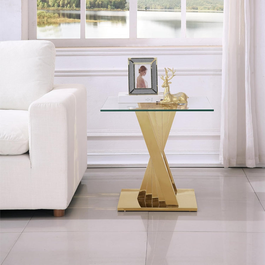 Modern Glass and Gold End Table for Living Room, Gold20