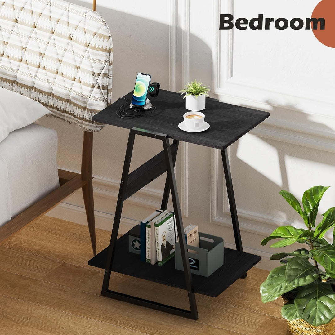 Small Table Set of 2-2 Tier Slim End Tables