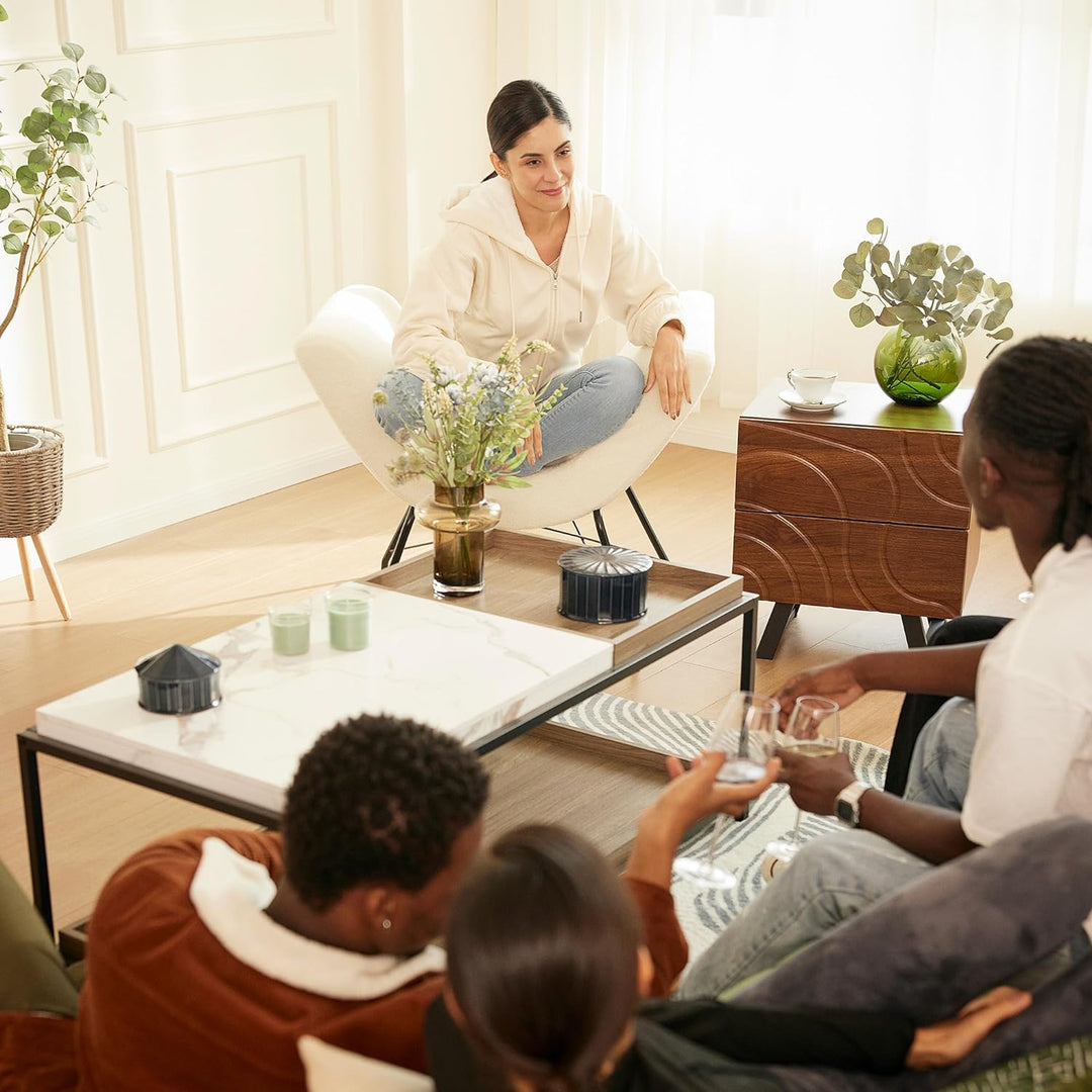 Convertible Faux Marble Coffee Table w/ Removable Trays, Walnut