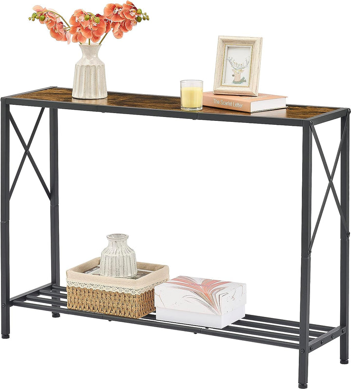 Console Table, 2-Tier Industrial Entryway, Rustic