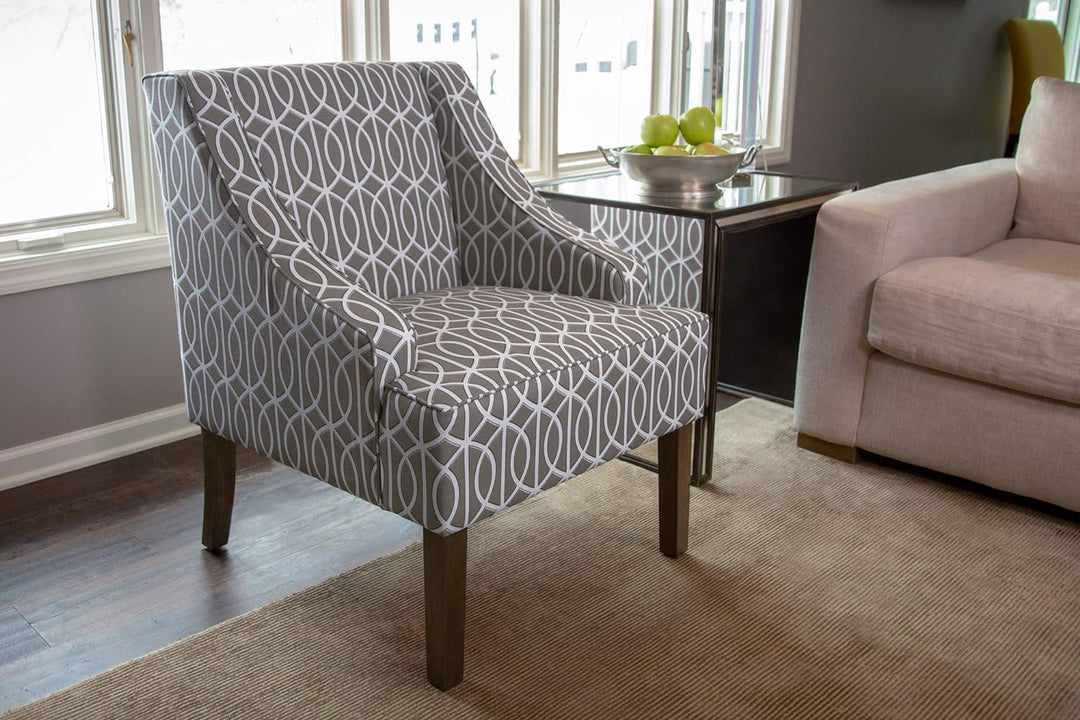 Swoop Arm Accent Chair, Grey Trellis Medium