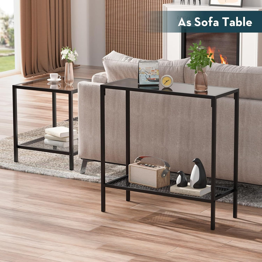 Black Console Table Glass Small Entryway Table