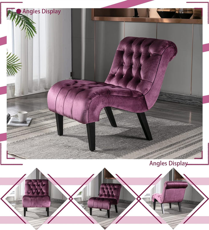 Comfy Velvet Accent Chair, Modern Lounge Chair Purple