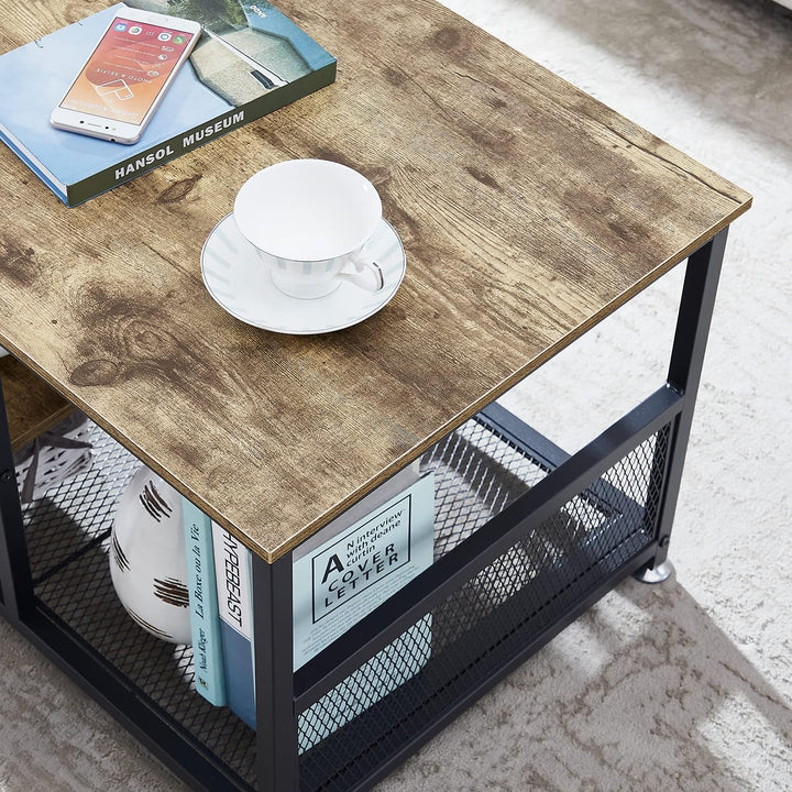 Versatile Coffee Table w/ Storage Shelves, Modern Industrial Grey