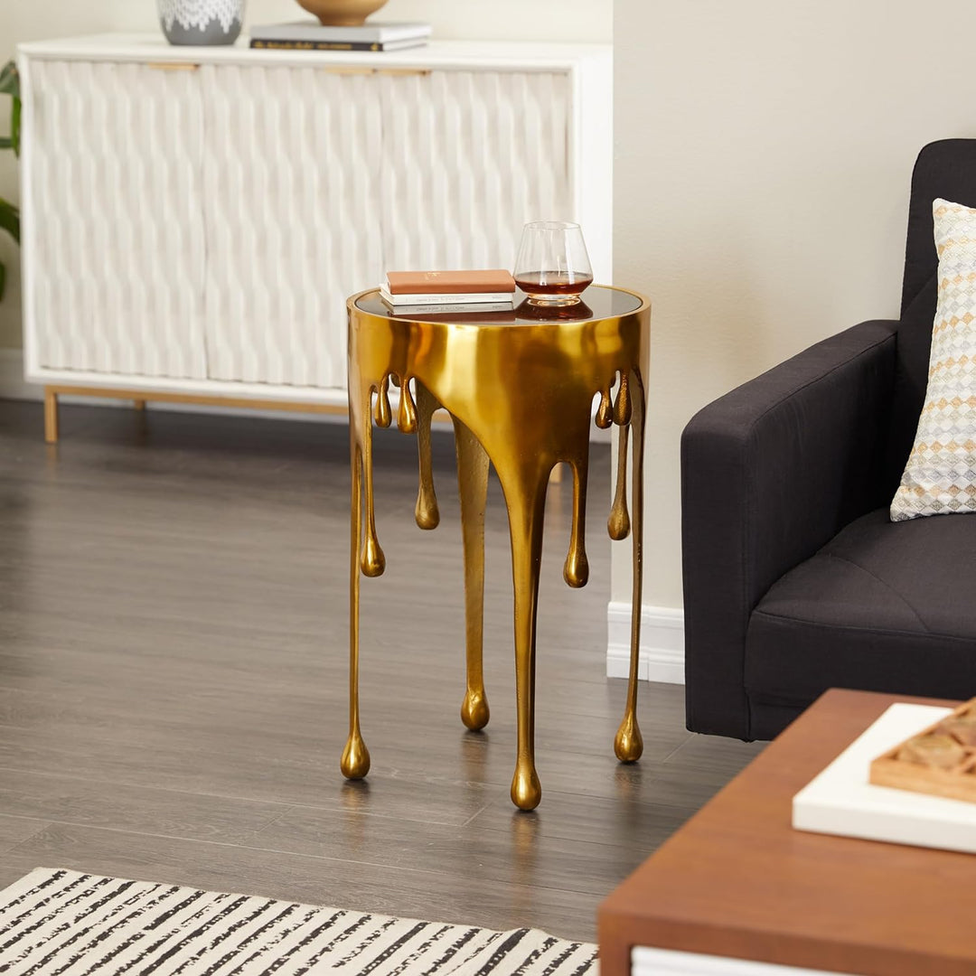 Aluminum Metal Side End Accent Table Gold