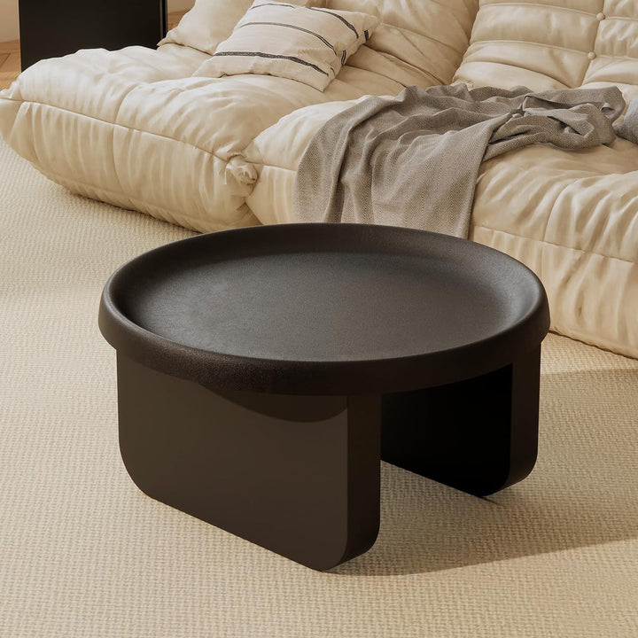 Modern Round Coffee Table, Metal Black Coffee Tables, Unique Circle Coffee Table (Black)