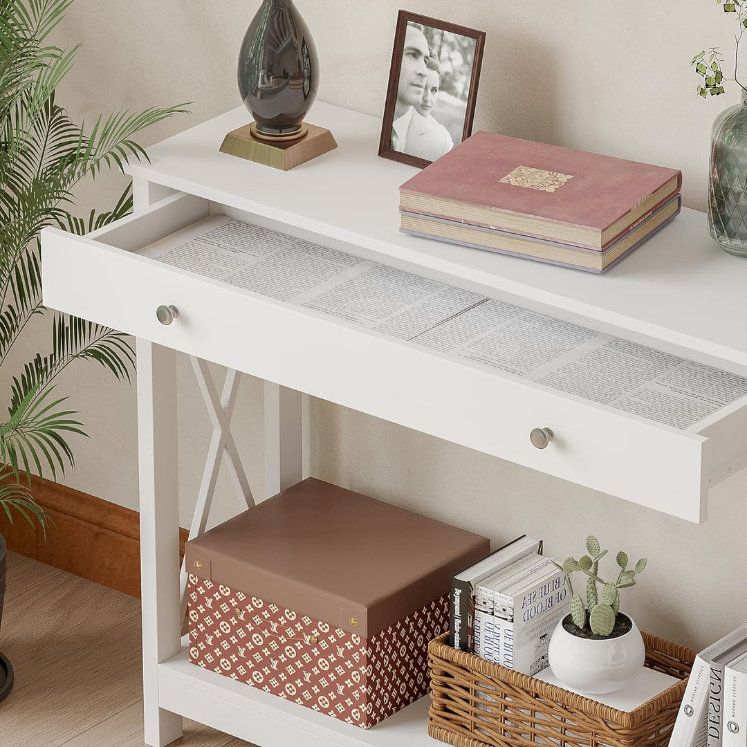 Oxford Design Console Table, White Foyer Table