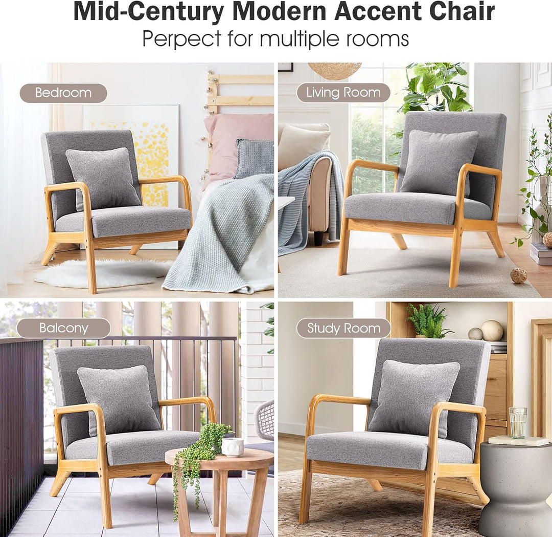 Mid-Century Modern Chair,Accent Chair,Linen