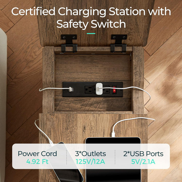 End Table with Charging Station, Side Table