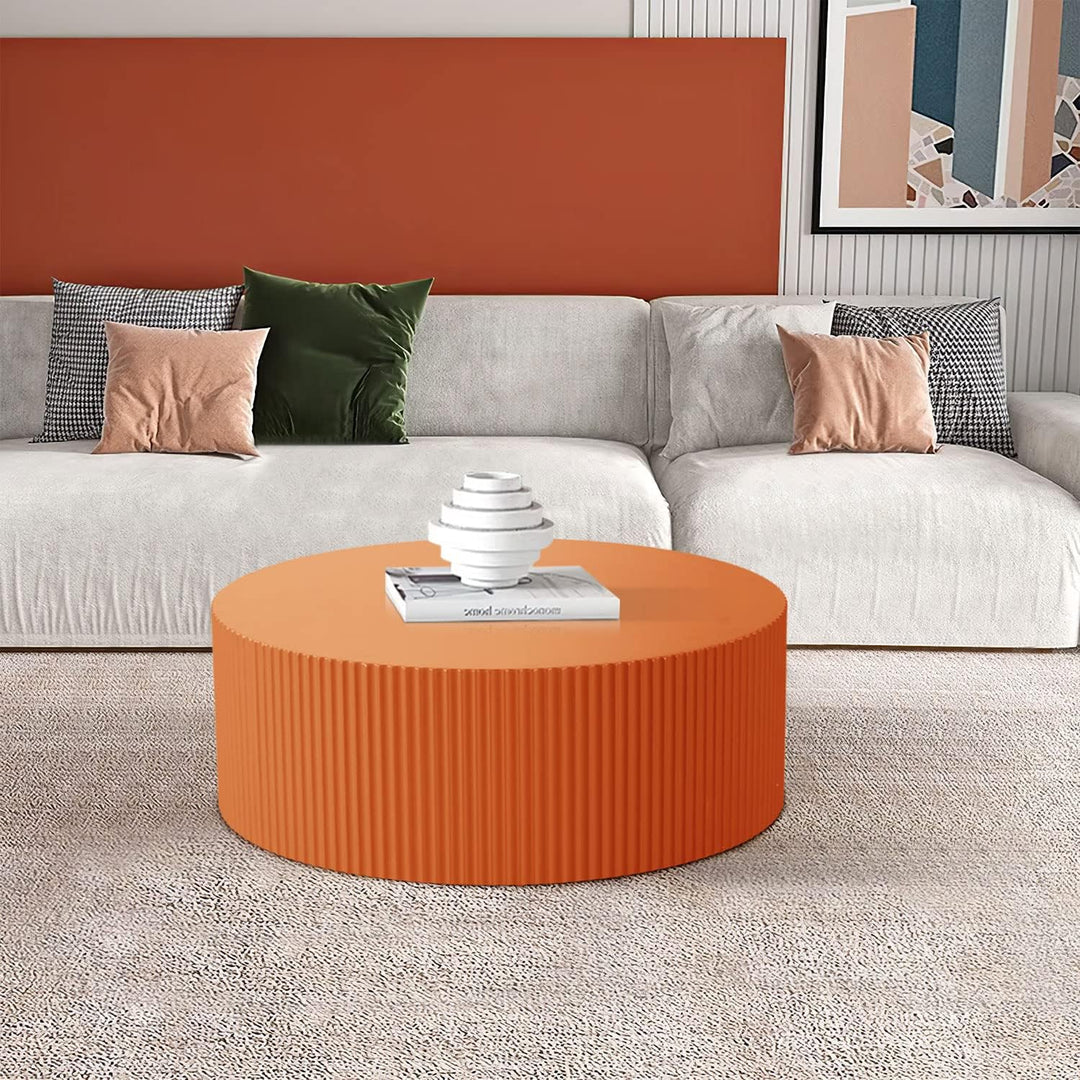 Round Coffee Table for Living Room, Large Circle Coffee Tables (Matte Orange)