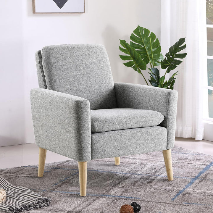 Mid-Century Modern Accent Chair Fabric Upholstered - Grey