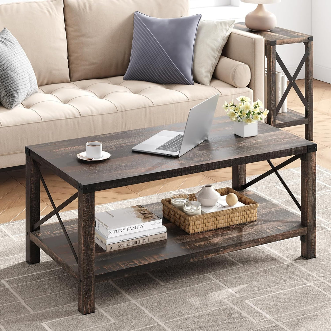 Farmhouse Coffee Table, Rustic Oak