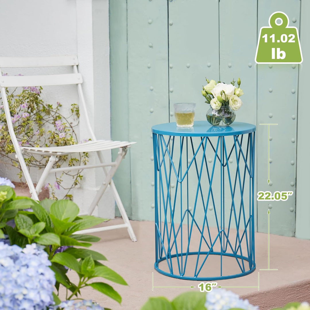 Multifunctional Indoor/Outdoor Side & Coffee Tables, Flower Blue