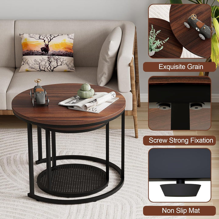 Coffee Table Rustic Brown Nesting Table