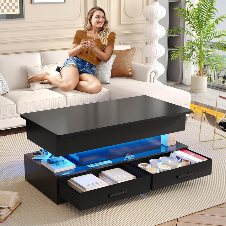 SEDETA Lift Top Coffee Table with Storage, Black