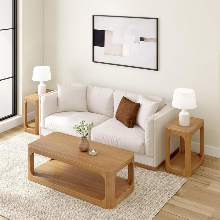 Solid Wood Modern Coffee Table, Pecan