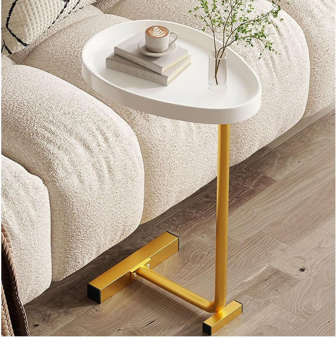 C Shaped Side Table, Compact Coffee Table, Living Room, Gold