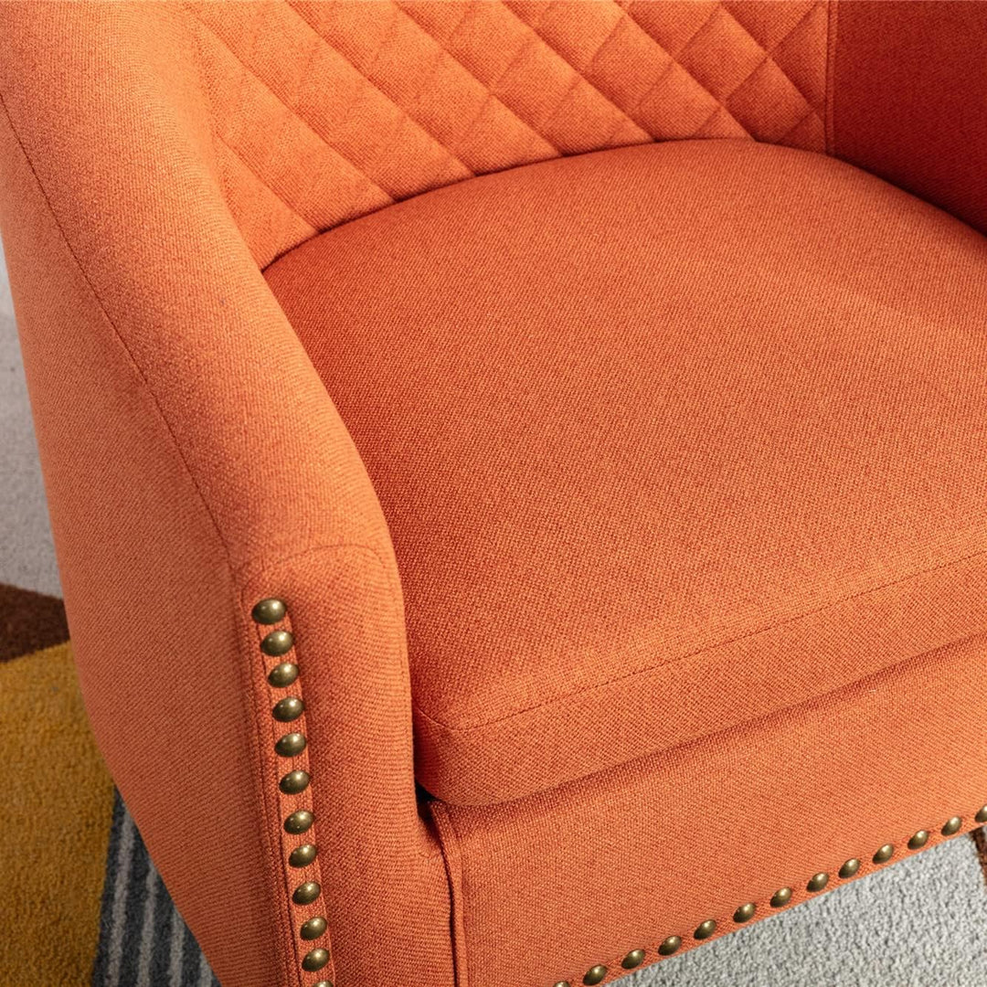 Modern Upholstered Accent Armchair Orange Linen