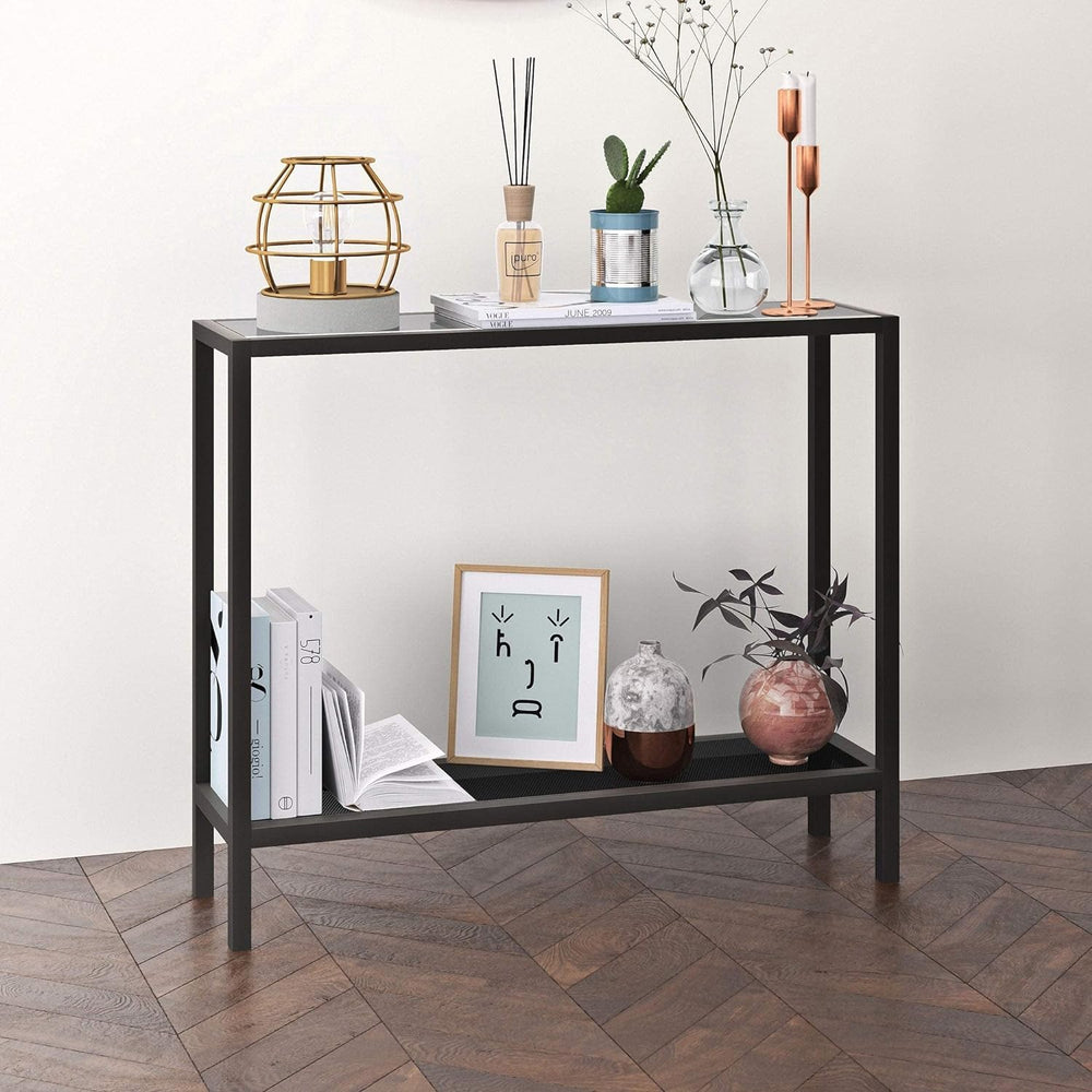 Rectangular Console Table in Aged Steel, Entryway Accent Table