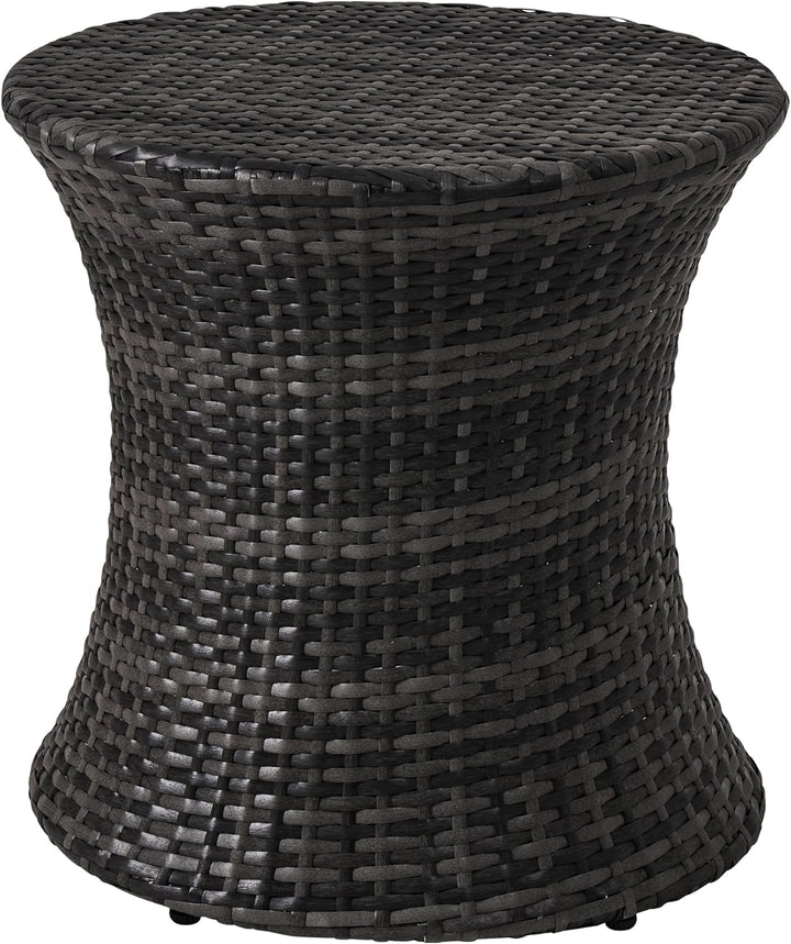 Sundale Outdoor Rattan Side Table, Patio End Table, Dark Grey