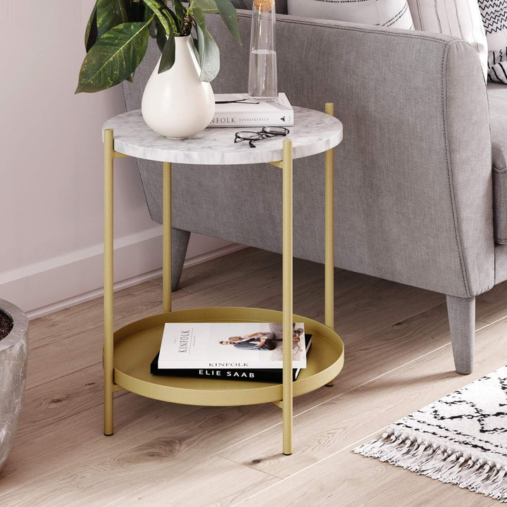 Alexis Round Modern Side Accent Table, Gold