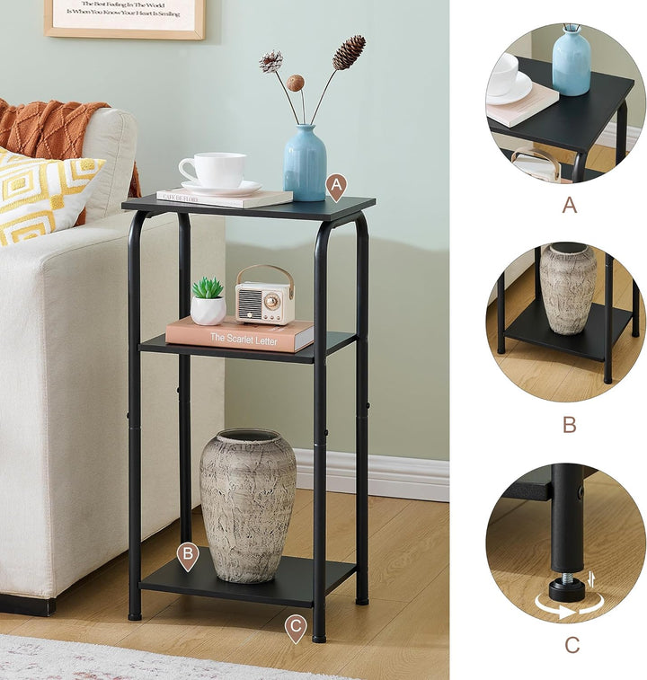 3 Tier Narrow Side Table with Storage Shelves