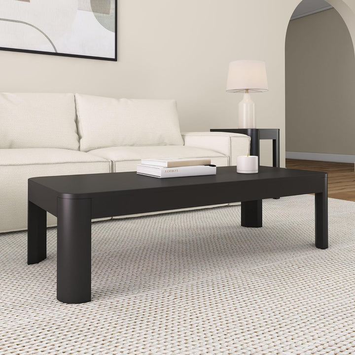 Solid Wood Contemporary Center Table for Living Room, Black