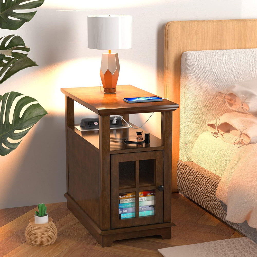 End Table w/ Charging Station, Storage, USB